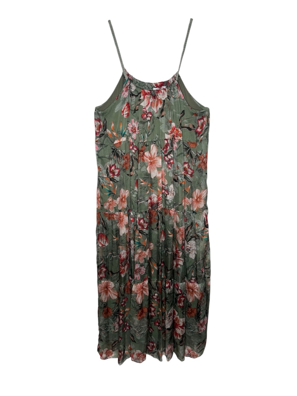 Elena Baldi women's floral tropical silk blend sleeveless maxi dress beach